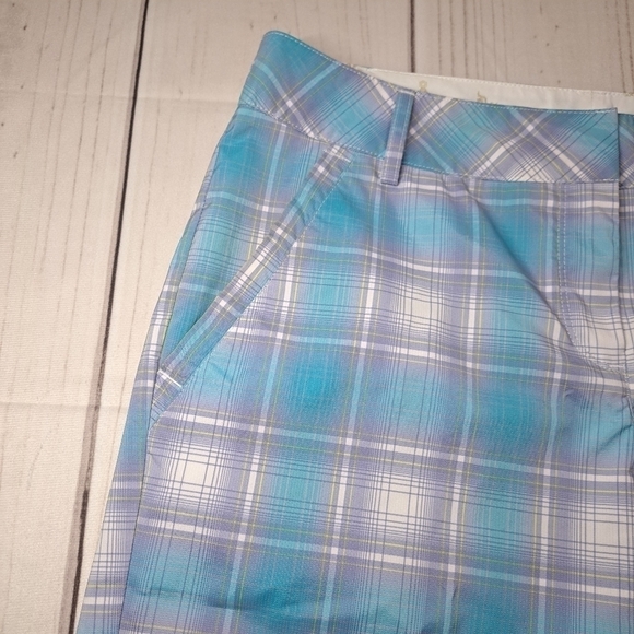 3 FOR 12 SALE Puma Golf Shorts 8 Blue Purple White Plaid Dry Cell Stretch Chino - Picture 3 of 13